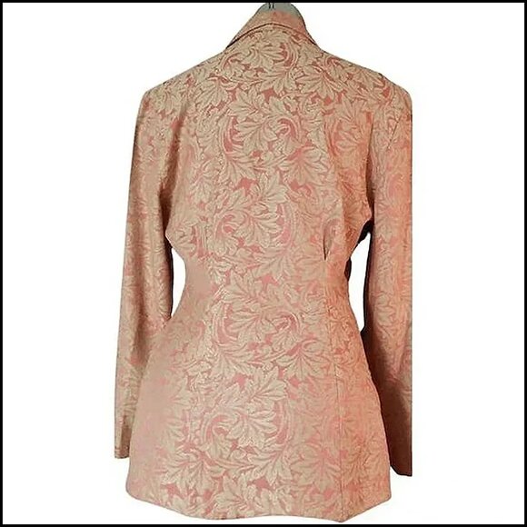 Vintage Spring Blazer Curvy Tapered Long Tailored Damask - 80s - Picture 7 of 10